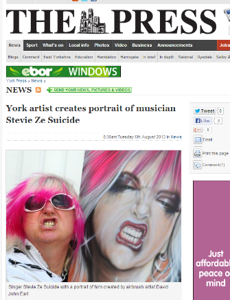 YORK ARTIST CREATES PORTRAIT OF MUSICIAN STEVIE ZESUICIDE