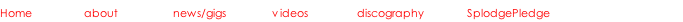Home       |        about								|				   	news/gigs      |       videos        |      discography      |      SplodgePledge      |       contact